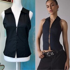Urban Outfitters Party Girl Cotton-Blend Button Down Sleeveless Shirt